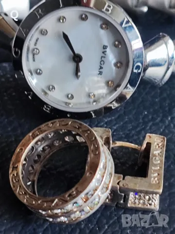 комплект часовник, пръстен и обеци BVLGARI, снимка 2 - Бижутерийни комплекти - 50417922