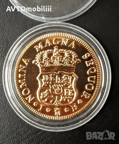 Позлатена средновековна испанска монета в капсула , снимка 3 - Нумизматика и бонистика - 52859455