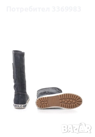U.S. Polo Assn. Сиви велурени ботуши с лого, снимка 5 - Дамски ботуши - 52303994