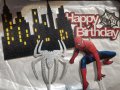 сет Спайдърмен Happy Birthday надпис паяжина сгради паяк картонени топери украса декор торта, снимка 4