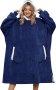 Гигантски домашен топъл пуловер с качулка, худи (тъмносин), снимка 1 - Пижами - 43718402