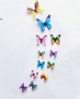3D 12 бр pvc цветни самозалепващи пеперуди декорация за стена и мебел, снимка 3