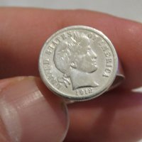 Мъжки сребърен пръстен, пръстен със сребърна монета - американски  долар One Dame 1912 г, снимка 1 - Пръстени - 32967335