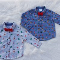 Коледна риза с папионка F&F за бебе 9-12 месеца, снимка 14 - Бебешки блузки - 35010487