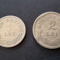Монети. Румъния. Стари румънски леи. 1  и 2 леи. 1924 година., снимка 2 - Нумизматика и бонистика - 36797238