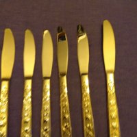 Herdmar Spigo Old Gold Stainless Steel -6 броя нови ножа позлатени гравирани -206мм, снимка 6 - Прибори за хранене, готвене и сервиране - 43733989
