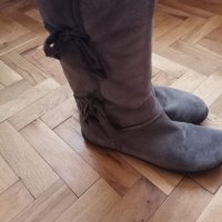 Hush Puppies сиви велурени топли ботуши  размер 39, снимка 1 - Дамски ботуши - 27239089