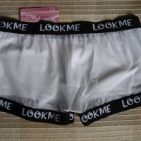 мъжки прашки, еротични боксерки марка Lookme, бели, с фирмено лого на ластиците, снимка 5 - Бельо - 26580341