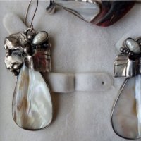 Авторски масивен сребърен лот с естествени перли и седеф, снимка 5 - Бижутерийни комплекти - 28301878