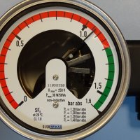 Ел. контактен манометър Wika SF-6 pressure gauge Ф100 0-1.6 bar, снимка 3 - Резервни части за машини - 40620241