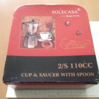 Комплект "SOLECASA" от две чашки за кафе нов, снимка 1 - Сервизи - 43911712