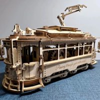 Нов 3D Дървен Пъзел Трамвай 28 Лисабон Механичен Модел 374 Части, снимка 8 - Образователни игри - 43408207