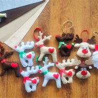 Коледна декорация / Коледни играчки за елха от филц ръчна изработка елен, снимка 6 - Декорация за дома - 34909867