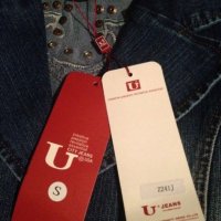 Ново дънково яке сако U Jeans етикет S камъни капси, снимка 3 - Сака - 33095804