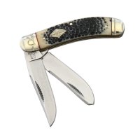 Колекционерски джобен сгъваем нож с два остриета RR Sowbelly Trapper Buckshot Bone. (RR1906), снимка 8 - Ножове - 43377114