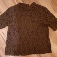 Кафява дантелена блуза, снимка 1 - Корсети, бюстиета, топове - 32812452