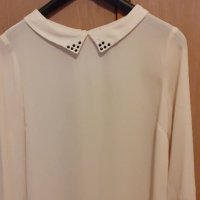 Дамска блуза кремава ,с камъчета по яката , снимка 4 - Ризи - 32478504