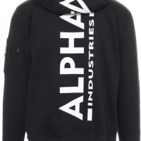 Alpha Industries Back Print Hoodie оригинален суичър черен, снимка 1 - Суичъри - 39575870