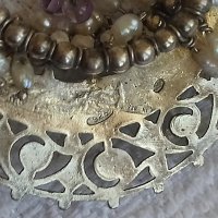 Старинни сребърни италиански обеци с перли и аметисти, снимка 10 - Обеци - 44110370
