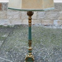 Настолна лампа с бронзов обков и плафон от кожа, снимка 12 - Антикварни и старинни предмети - 43667213
