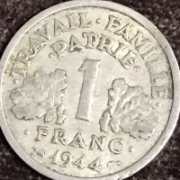 1 франк Франция 1944, снимка 1 - Нумизматика и бонистика - 35070372