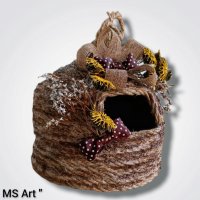 Декоративен пчелен кошер от конопено въже , снимка 3 - Градински мебели, декорация  - 37841660