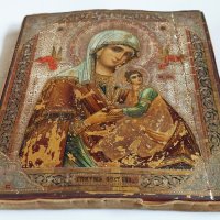 19 Век! Руска Икона на Света Богородица Страстна, снимка 9 - Антикварни и старинни предмети - 39711222