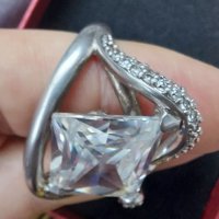 Сребърен пръстен с огромен циркон / проба 925 , снимка 14 - Пръстени - 32717581