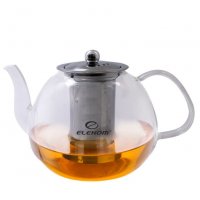Стъклен огнеупорен чайник с цедка Елеком ЕК-ТР1200-1200мл, снимка 2 - Аксесоари за кухня - 39295574
