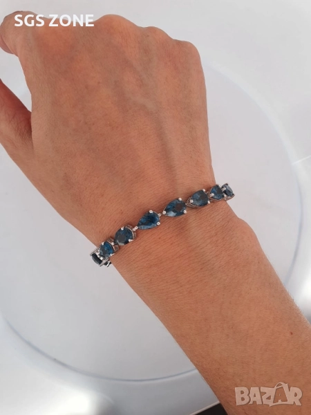 Сребърна гривна 925 с лондонски топаз, снимка 1