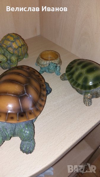 Колекция градинска/домашна декорация костенурки от полирезин. 5 броя фигури в различни размери., снимка 1