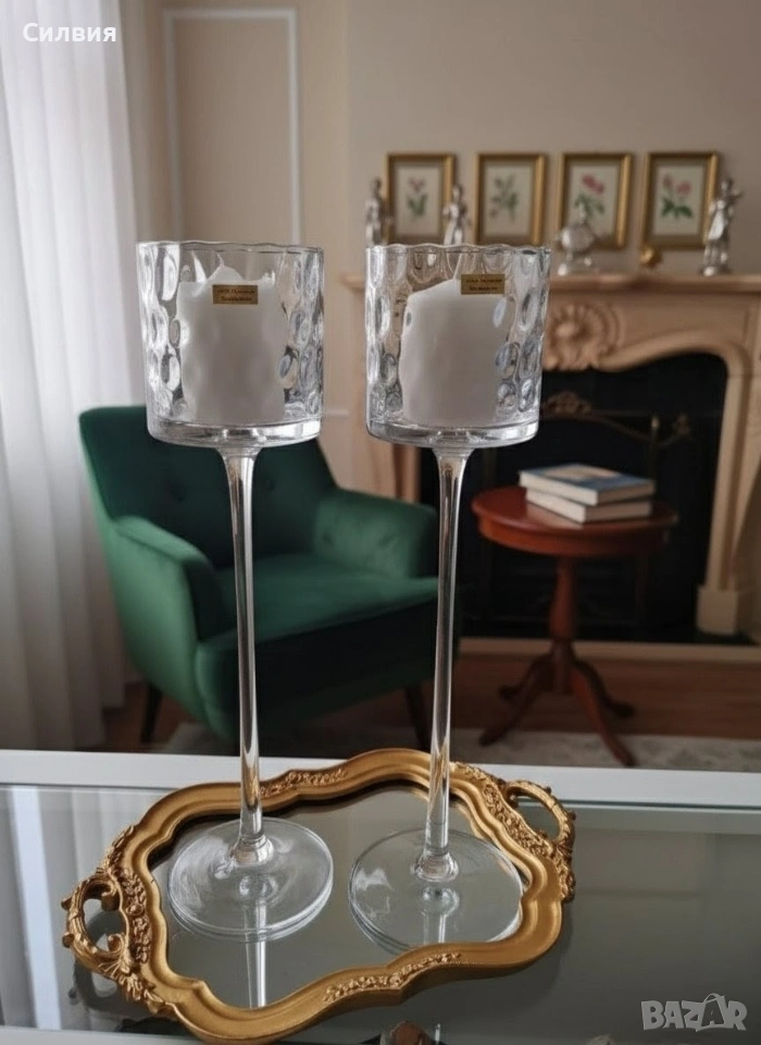 Ретро свещници от кристал , снимка 1