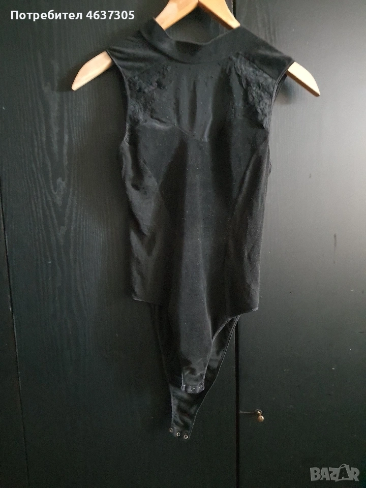 марково черно боди от кадифе, снимка 1