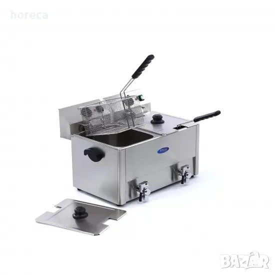 Електрически фритюрник 2 x 8 л, с 2 крана и студена зона, снимка 1