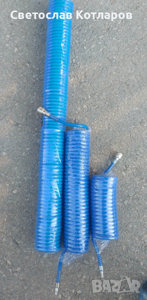 къдрав маркуч за компресор 12/8мм  въздух с бързи връзки, снимка 1