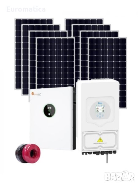 Автономна соларна система 8.8 kW + инвертор Deye 8 kw + 10 kwh литиева батерия - Монофазна, снимка 1