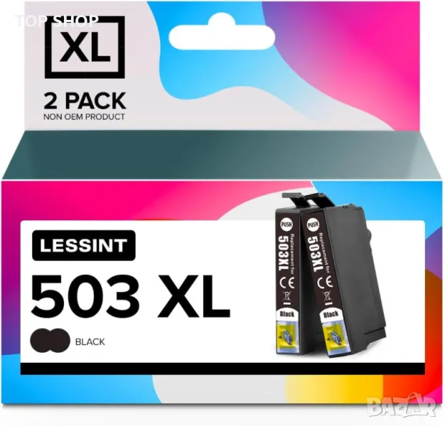 2 бр. резервни касети с мастило за принтер Epson 503, черни, снимка 1