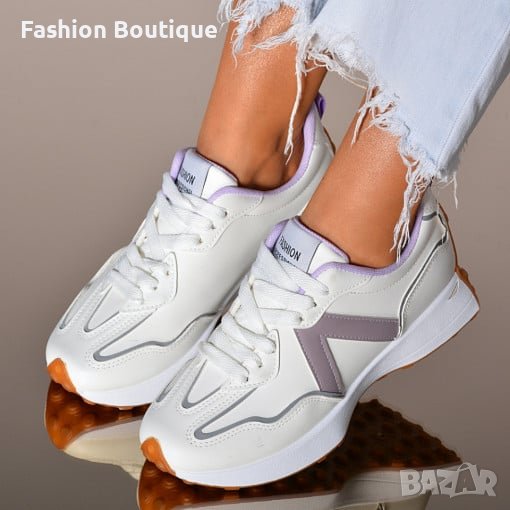 Нов модел дамски спортни обувки в бяло с лилав акцент , снимка 1