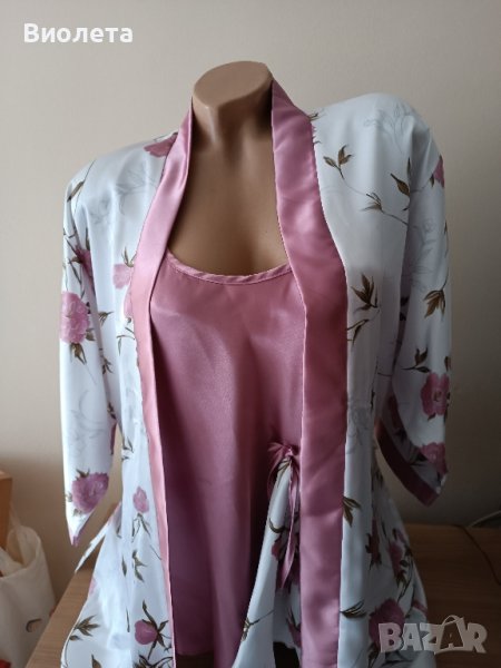 Сатенен комплект - пижама от три части , снимка 1