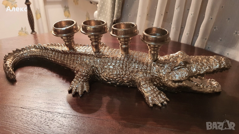 Грамаден крокодил– свещник, Италия, 50см, снимка 1