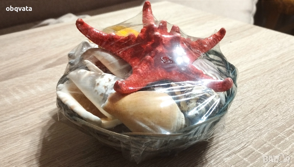 Нова кошничка с Морска звезда и естествени раковини., снимка 1