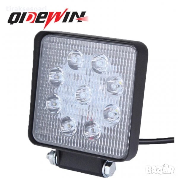 Квадратен Диоден фар 27W за офроуд джип ATV Диоден халоген LED фар, снимка 1