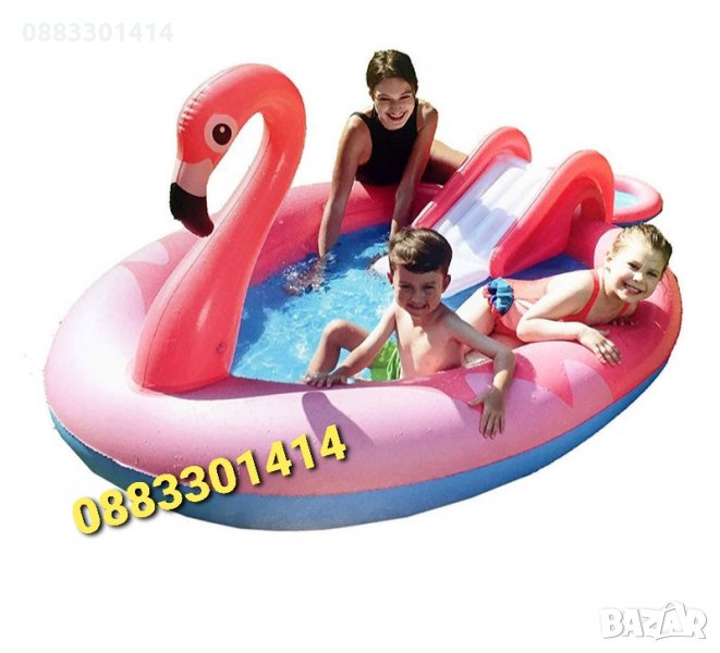 Басейн с пързалка Фламинго Воден кът за игра, снимка 1