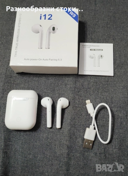 Безжични слушалки i12 TWS (True Wireless Stereo), снимка 1