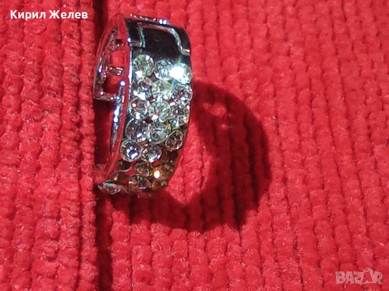 СТАРА СРЕБЪРНА РОДИРАНА СКЪПОЦЕННА ОБЕЦА с ЦИРКОНИ 25740, снимка 1