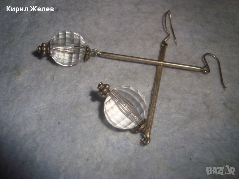 СТИЛНИ ПОСРЕБРЕНИ КРИСТАЛНИ ФАСЕТИРАНИ ОБЕЦИ 71251, снимка 1