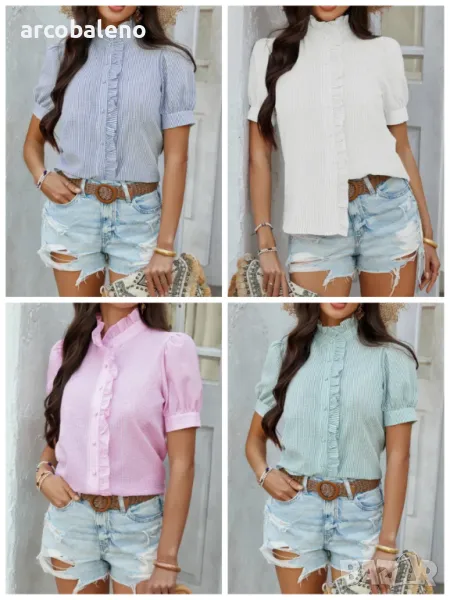 Дамска ежедневна риза с къс ръкав, 4цвята , снимка 1