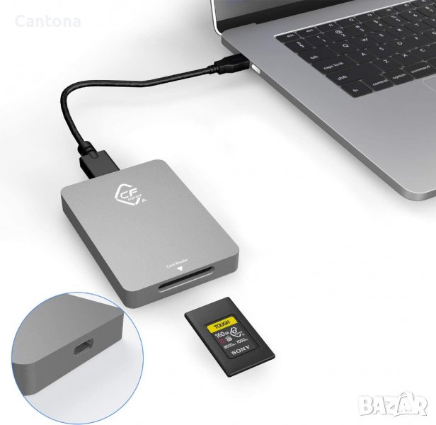CFexpress Type A Четец на карти USB 3.1 Gen 2 10Gbps, алуминиев, съвместим с Thunderbolt 3, снимка 1