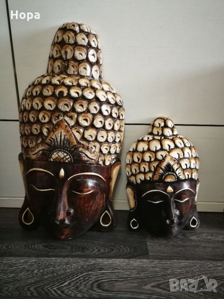 Маска за стена от дърво Буда , снимка 1