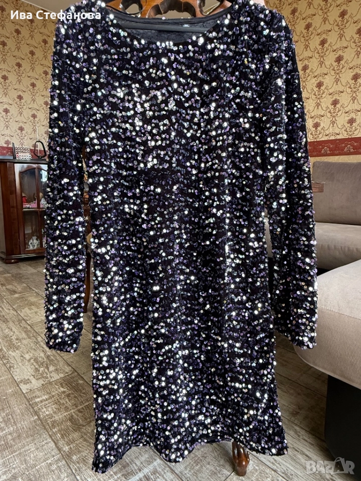 Нова парти официална блестяща празнична коктейлна рокля пайети с подплата, снимка 1